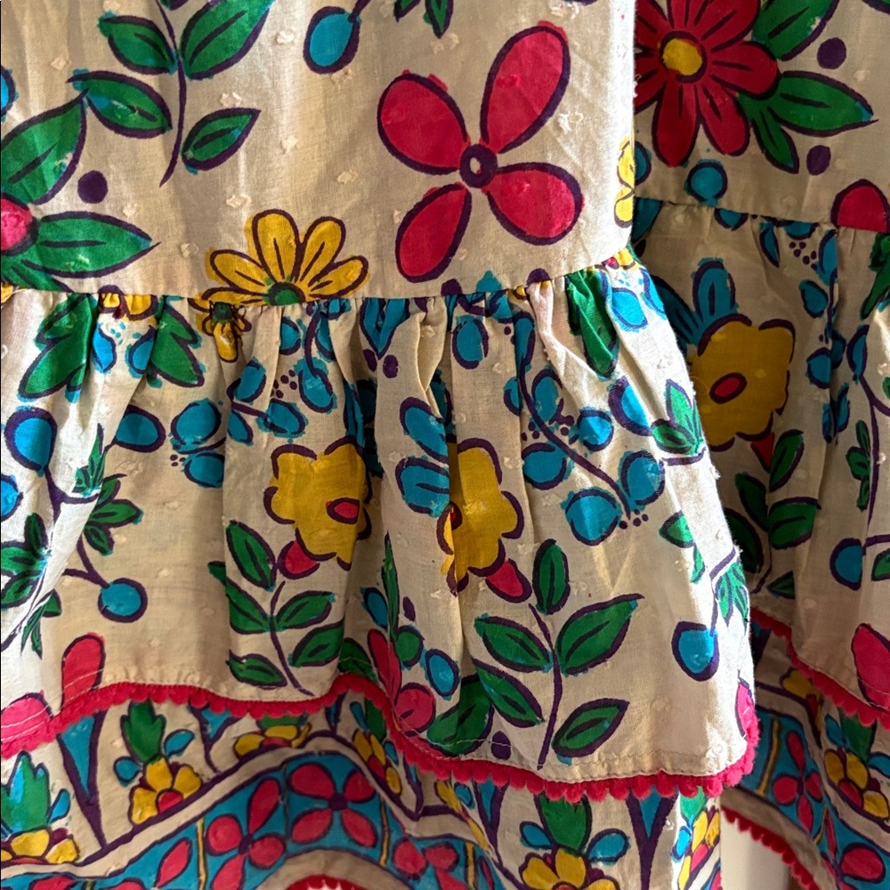 Mods Posa ⭐️NWT ⭐️ size XS Cream Floral Tassel Dress with Pink, Yellow & Blue - Picture 8 of 12